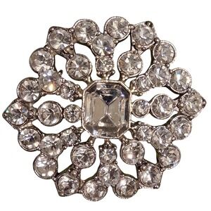 VTG Liz Claiborne Crystal Brooch Pin Rhinestone Statement Scarf Jacket Jewelry